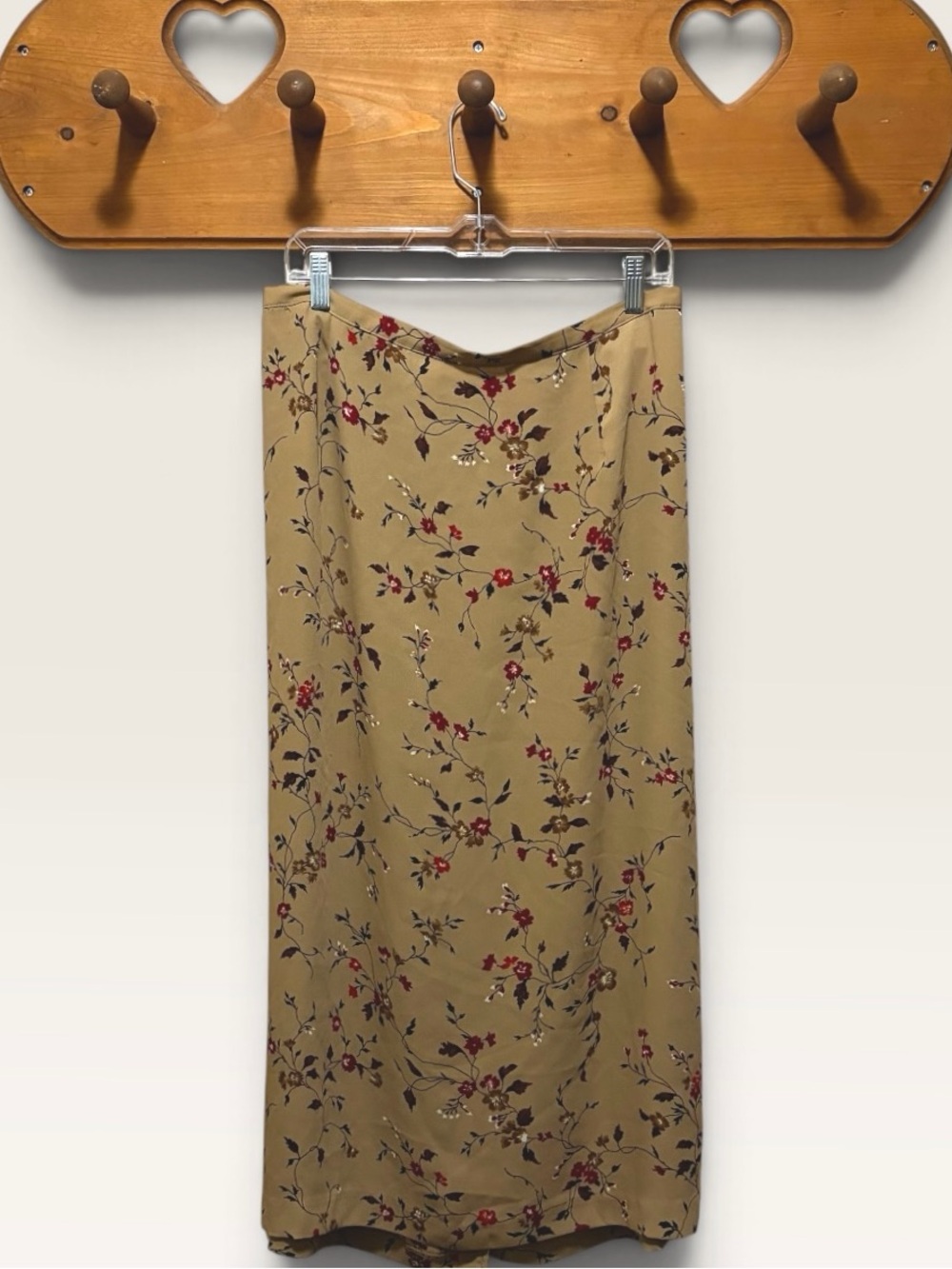 Kathie Lee Woman Floral Midi Skirt 18W Tan Boho Y2K